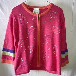 Christopher & Banks Hand Embroidered Full Zip Sweater